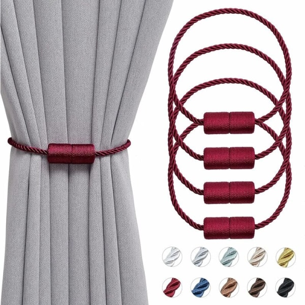 4-pack 16 tums magnetiska gardinbindningar Handgjorda sidorep för H