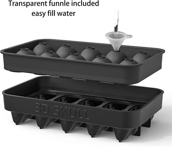3D-dödskalleisform med lock, BPA-fria silikonisformar gör 10