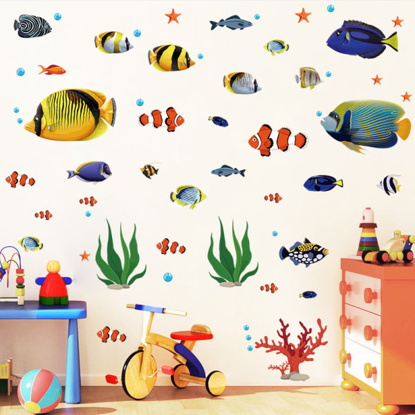 Coral Reef Fish Wall Stickers Mural Decals Soveværelse Børn Baby Børnehave