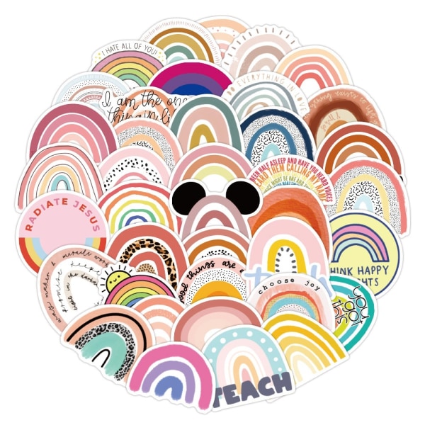 Rainbow Stickers Aesthetic Trendy Positive Stickers for Water Bottles 50pcs, Vin