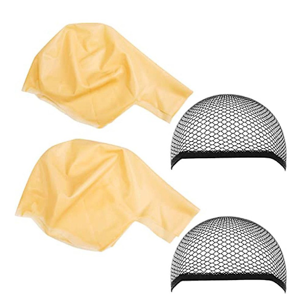 4 stk. Voksen tenåringer sminke skallet caps (2 caps + 2 hårnett)