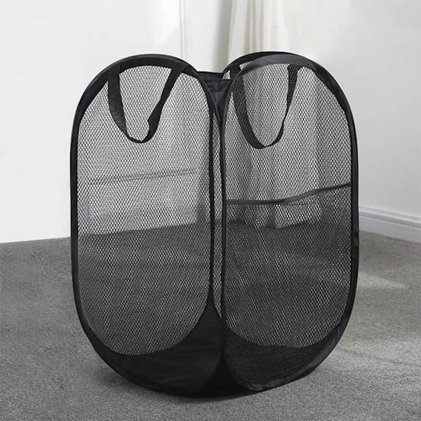 Stor Sammenleggbar Mesh Pop-Up Vaskekurv, 36x36x58cm, Sammenleggbar Vaskekurv med Håndtak for Barnerom, Studenthybel (1 Pakke)