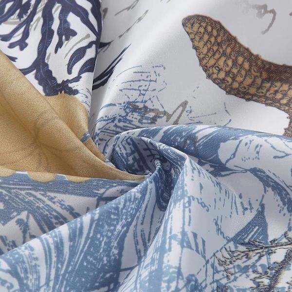 Under the Sea Seashell Blå Kust polyester Strand Strand Strand Fyr Modern Badlakan, Ocean Print Marinblå sjöstjärna Vattentät Gård Badlakan, bredd 72\" x längd 72\"