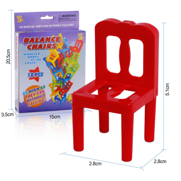 18 stk./sæt Balance Chairs Balance Chair Legetøj Plast Mini Puslespil Mu