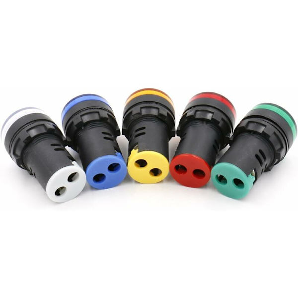 Sæt med 5 lyse LED-indikatorlamper AD16-22D/S - 22 mm 220 VAC 2