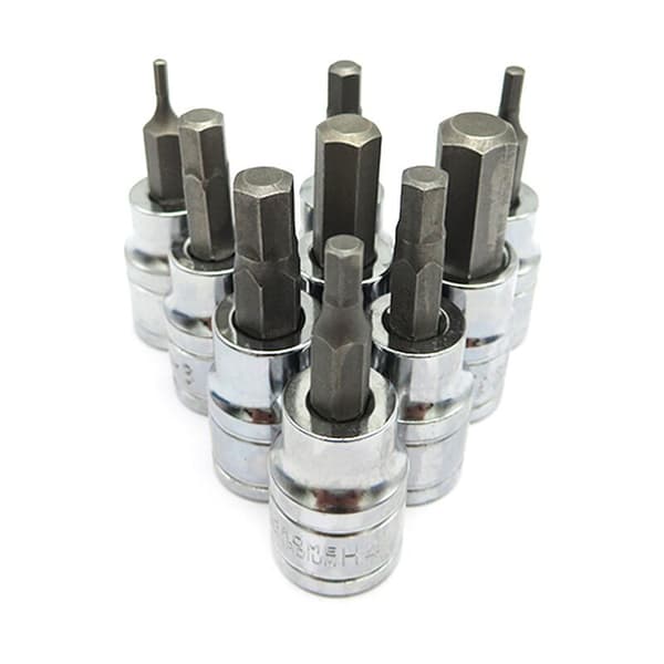 Hex Allen Key/Socket Bits 3/8\" 9stk 3/8 Hexagon Press Batch Sleev