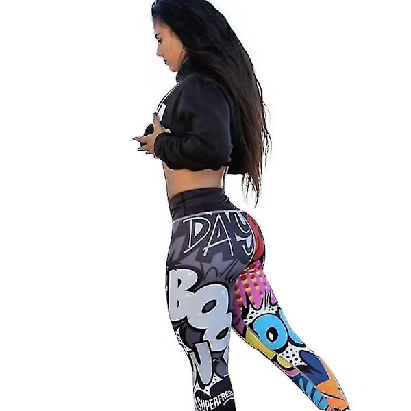 Kvinder Digital Tryk Trænings Leggings Høj Talje Push Up M