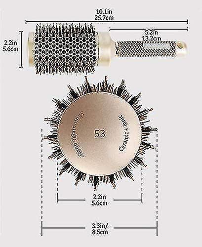 2 kappaletta Nano Thermal Ceramic And Ionic Round Barrel Hair Comb Bru