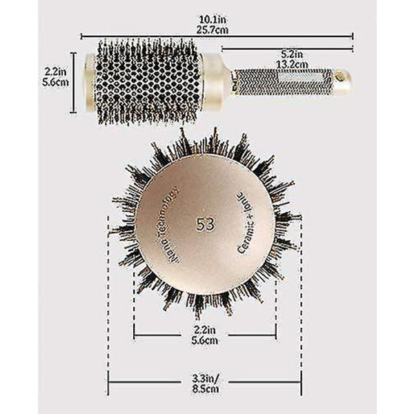 2-pack Nano termisk keramisk och jonisk rundborstad hårkam