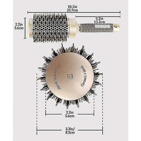 2 pakker Nano termisk keramisk og ionisk rund tønde hårkam Bru