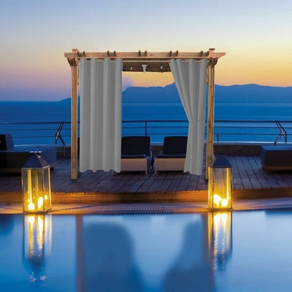 2 stk. Udendørs vandtætte gardiner, pergola isoleringsgardiner, udendørs pavilloner, pavilloner, terrasse veranda (150*166, grå)