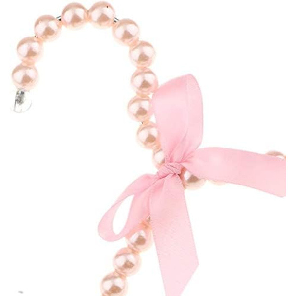 Set med 5 barnklädhängare i konstgjord pärla med rosa bandrosett