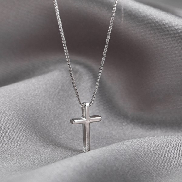 Trendy 925 Silver Cross Anheng Halskjede for menn/kvinner Vintage G