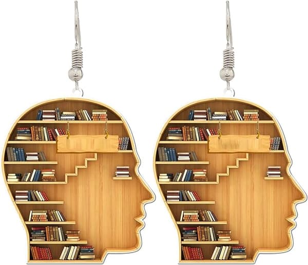 2022 Akryl Dekorative Bokelsker Hjerte Bibliotekar Dekorative Øredobber Gave til