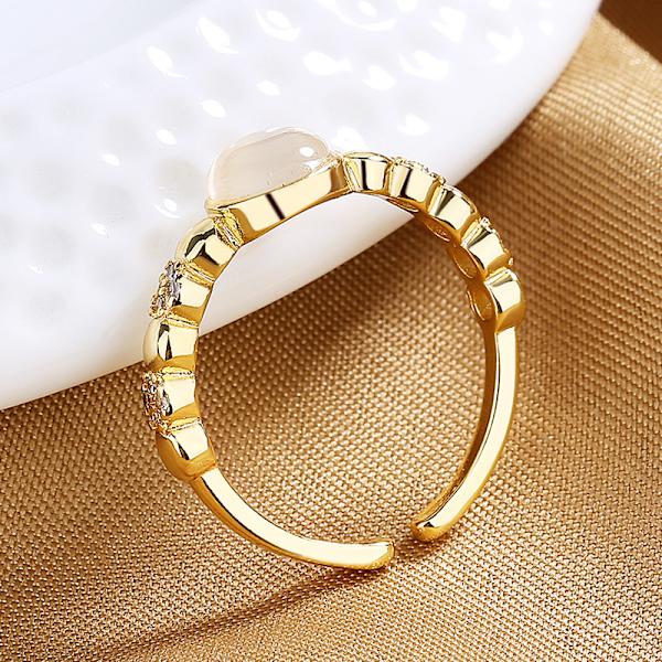 Guld Solitaire Opal Ring Dainty Opal Födelsedag Justerbar Öppen R