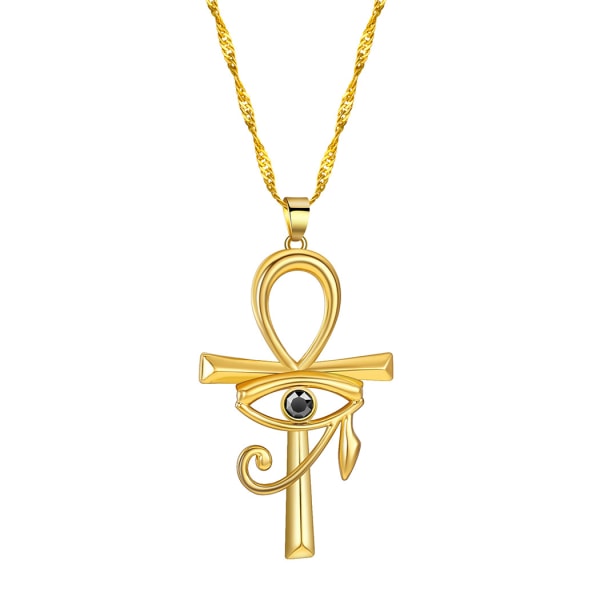 2 st rostfritt stål Eye of Horus Egypten och koptiska Ankh Cross religiösa hänge