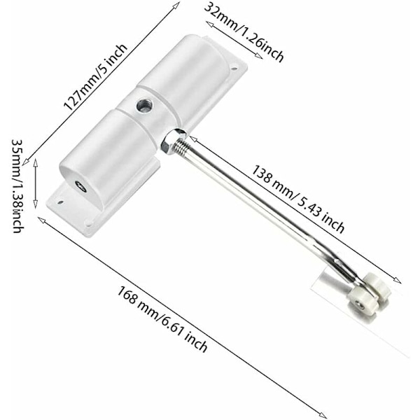Justerbar automatisk dörrstängare med skruvar, aluminiumlegering för
