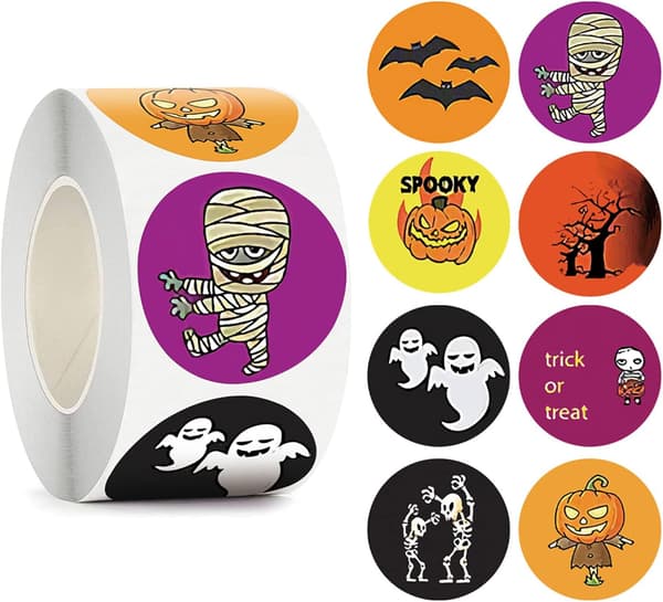 500 Halloween-tarraa lapsille, 3,8 cm pyöreä