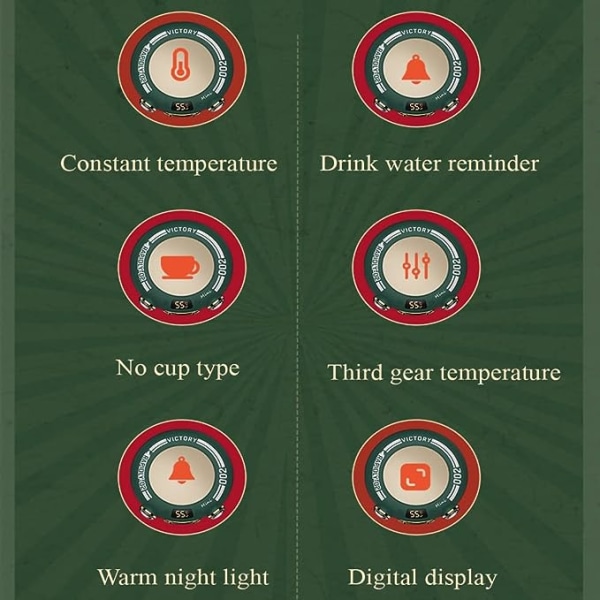 Smart kaffekopvarmer, kopvarmer til kaffe/mælk/te med 3 temperaturindstillinger