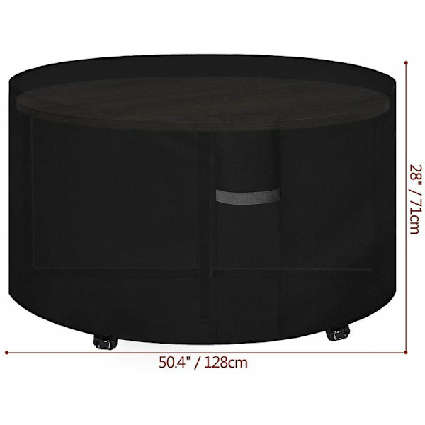 Havevandstæt, vindafvisende, UV-bestandig, rivefast haveborddug, runde (128x71cm) sort