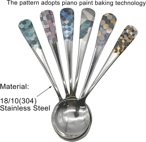 6 stk. runde skeer med mønstertryk
