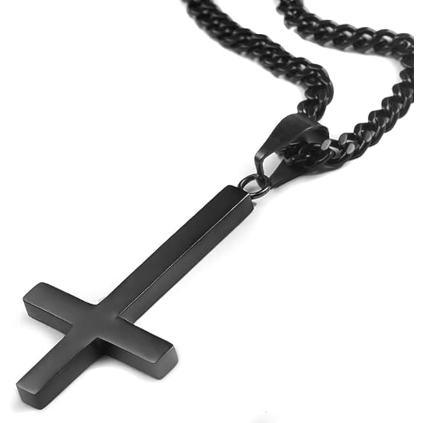 Smykker rustfrit stål omvendt kors halskæde til kvinder mænd 24 tommer kæde