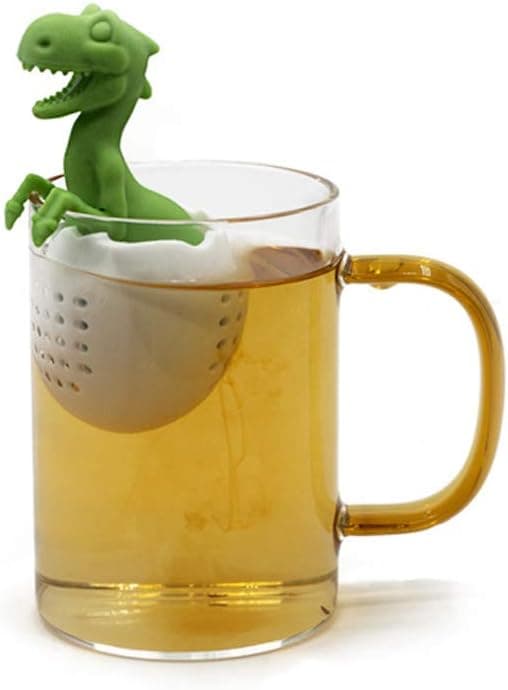 Te-si, Dinosaurformet Silikone Te-filter, Te-infuser, Genanvendelig Te-pose Si (Grøn)