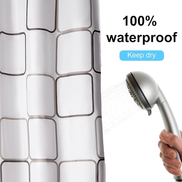 Mildew Proof Bruseforhæng, Maskinvaskbar Antibakteriel Vandtæt Polyester Stof Bruseforhæng, Semi-Sheer Badeværelse Gardiner med 12 Kroge, W