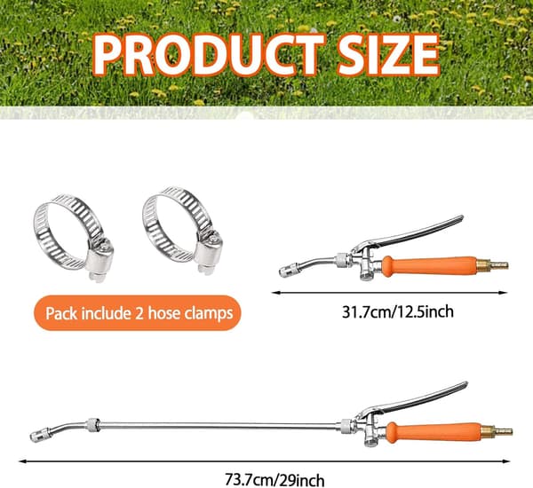 73 cm Sprøjtelanse - Justerbar Universal Reserve Sprøjtelanse - Rustfrit Stål 1/4\" 3/8\" Messing Barbed Hook - Til