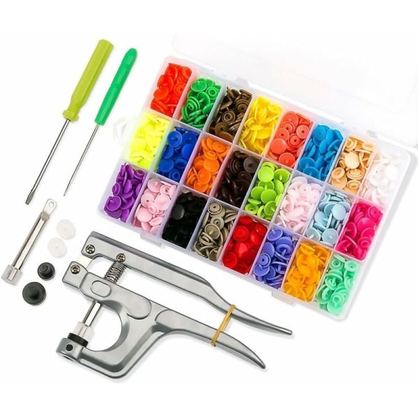 360 stk Resin T5 Trykknapper 24 Farger + Metall Trykknapp Bonton Klips K