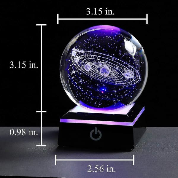 3D-modell av solsystemets planeter med LED-bas - Dekorativ prydnad för hemmet - Astronomipresenter - Julklapp