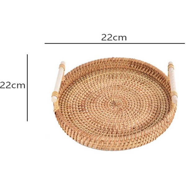 Fletkurv, Flettet Opbevaringskurv, Flettet Kurv, Binaural Bærbar Frugt Snacks Picnic Kurv 3.5X22X22CM