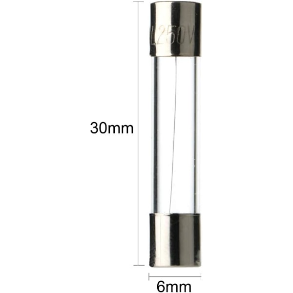 Assorteret 126 stk. glassikringssæt, 6 x 30 mm glaspatronsikring, hurtig blæsning