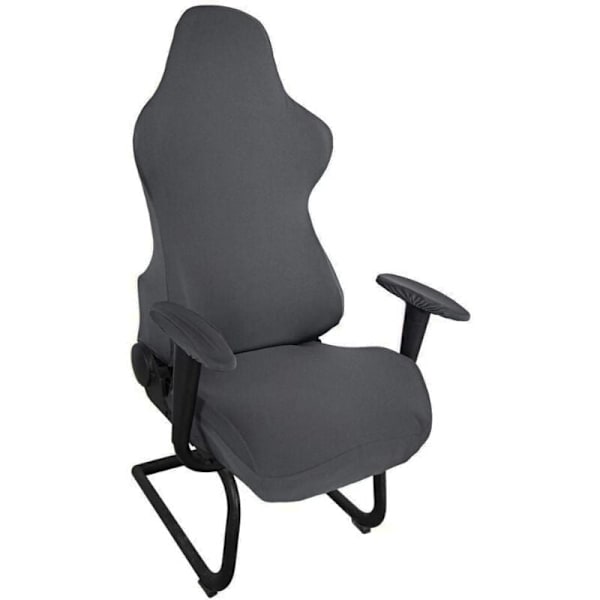 Stretch kontorstoltrekk, skittsikkert, elastisk, spillstoltrekk, stretch spillstoltrekk, roterende lenestoltrekk-mørkegrå, 52*63*88cm