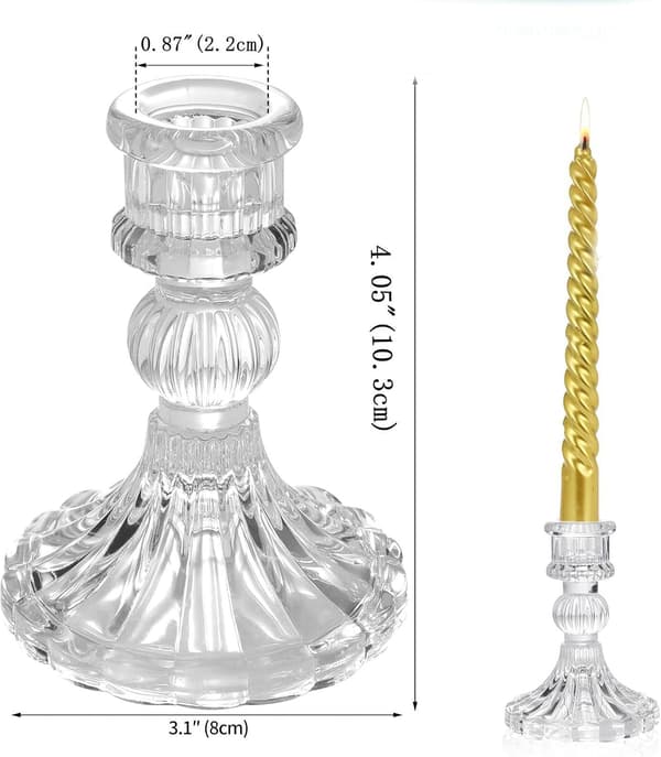 Glass Lysekrone 3-delt sett, 4\" Konisk Lysestake