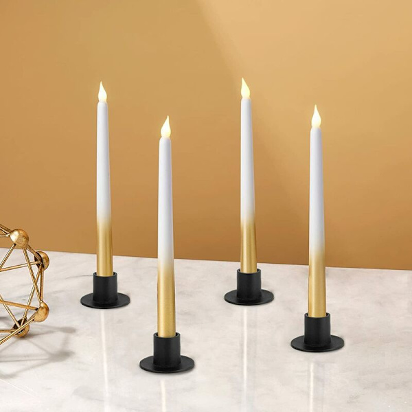 Svart ljusstake i 4-pack, retro ljusstake, bondgårdsdekor för