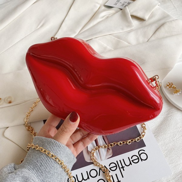 2022 Fashion Sexy Red Lips Design Women Party Clutch Evening Bag