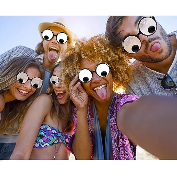 4 stk Googly Eyes-briller, Funny Eyes-briller, Shaking Costume E