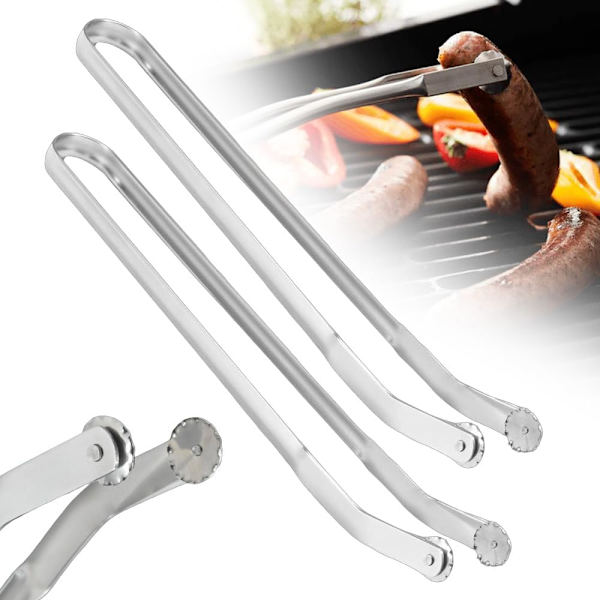Grill Roulette Tænger, Pølse Vende Tænger, Lange Grill Tænger 39.5cm