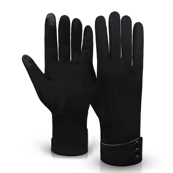 Dam vinter touch screen full finger plysch foder knappar utomhus
