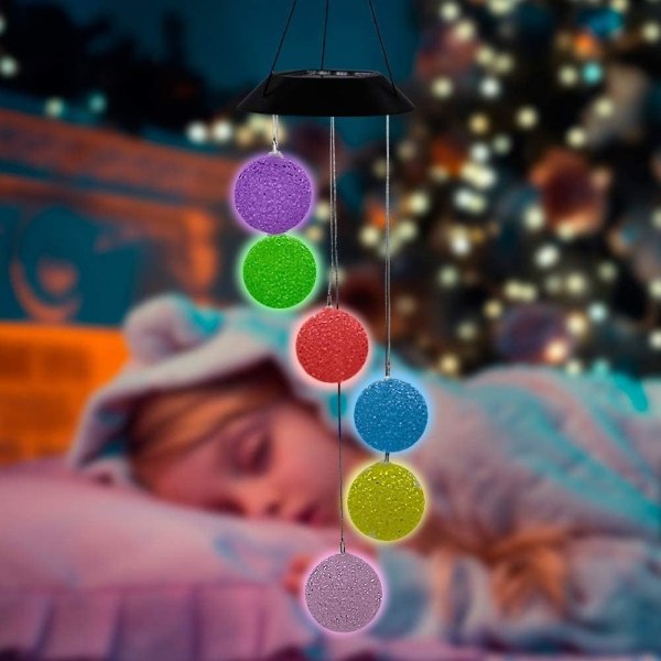 LED solcells kristallkula vindspel, 25\" mobil hängande vindspel