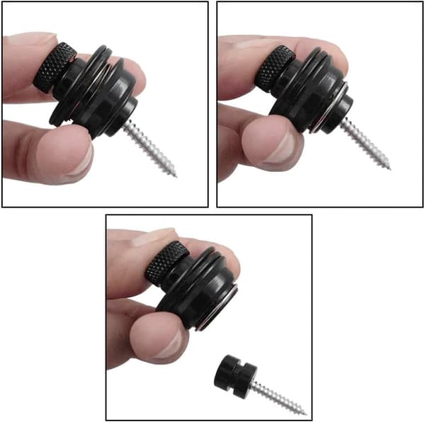 4 st Guitar Strap Locks Knappar Metall Strap Locks Stift för Akustisk Klassisk Elektrisk Gitarr Ukulele Bas, Svart