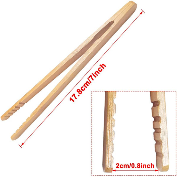2 kappaletta 7 tuuman bambukeittiöpihdit paahtoleipää, teetä, leipää, suolakurkkua varten