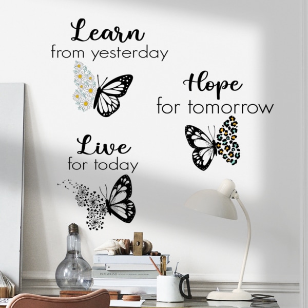 Butterflies Wall Sticker Inspirational Words-Wall Decoration for