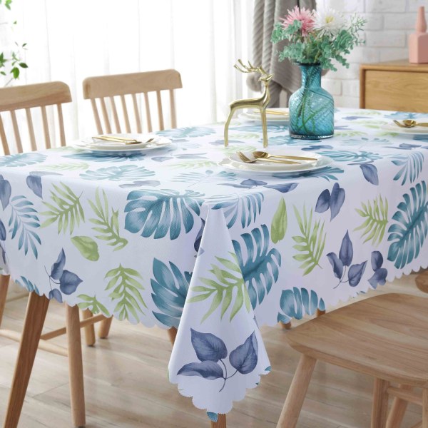 1 stk rektangulær duk 135 x 220 cm i PVC mønster blader planter pen duk