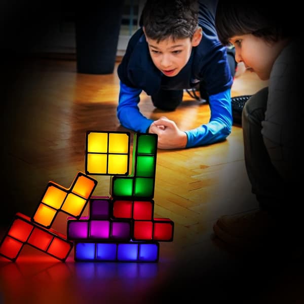 Tangram Stackable Night Light, LED 7 farger induksjon Interlockin