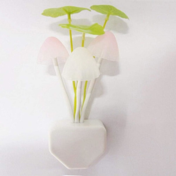 EU Plug-in LED Sopp Nattlys 7 Farger Skiftende Lys Sensor Vegglampe Seng for Stue Bad Soverom