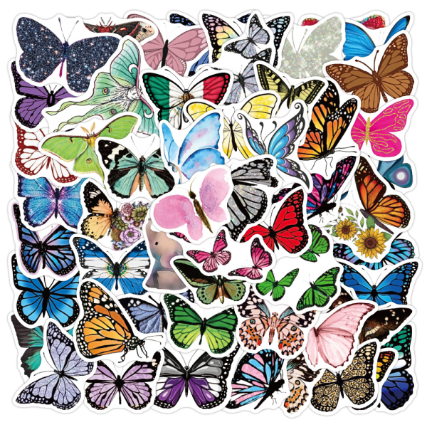 100 fjärilar - Flytbara elektrostatiska klistermärken -