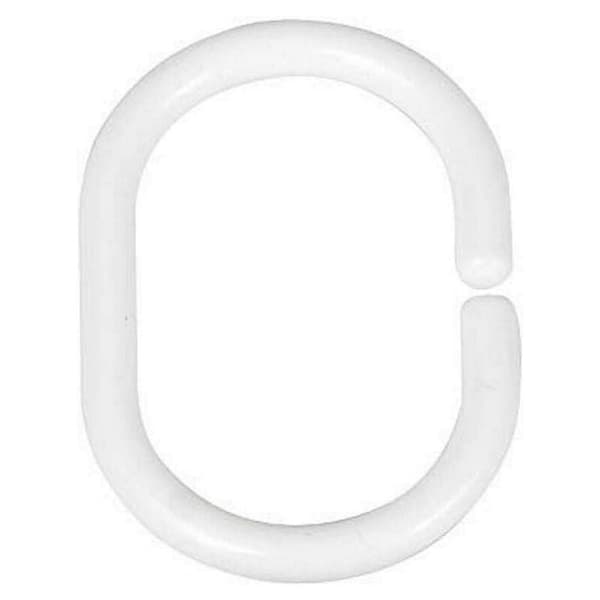 Duschdraperiringar set om 24 - oval, plast, 3 x 4,5 cm, vit
