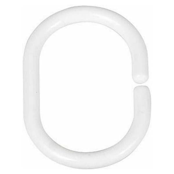 Sæt med 24 bruseforhængsringe - ovale, plast, 3 x 4,5 cm, hvid